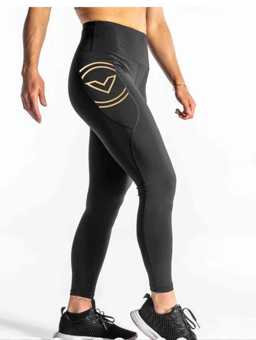 Virus Compression Tights Leggings EAu7 Tech Pants Women's Med Black Gold
